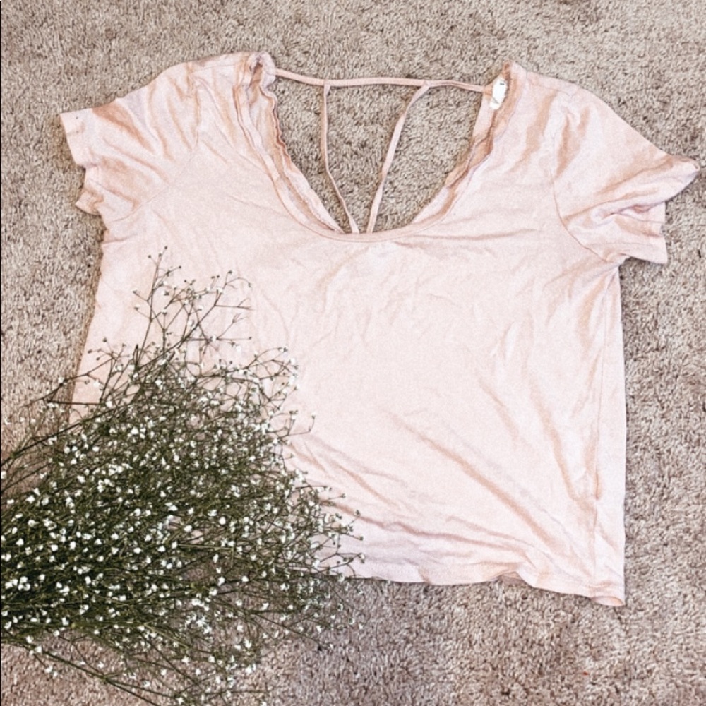 Blush pink cross back top
